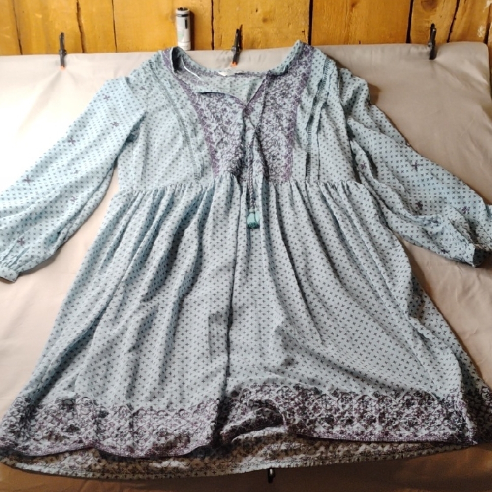 Time and Tru Teal and Purple Floral Dress